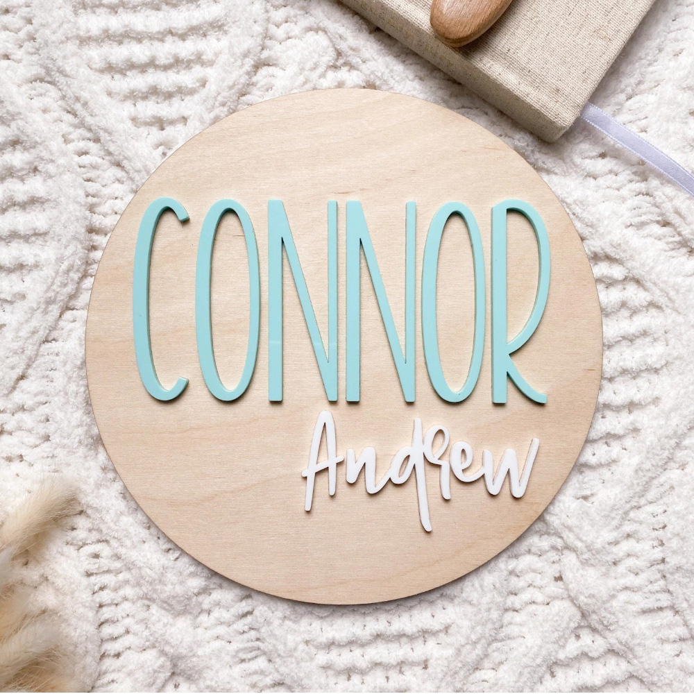 Woodworking Laser - Plaque d'annonce de naissance personnalisée –