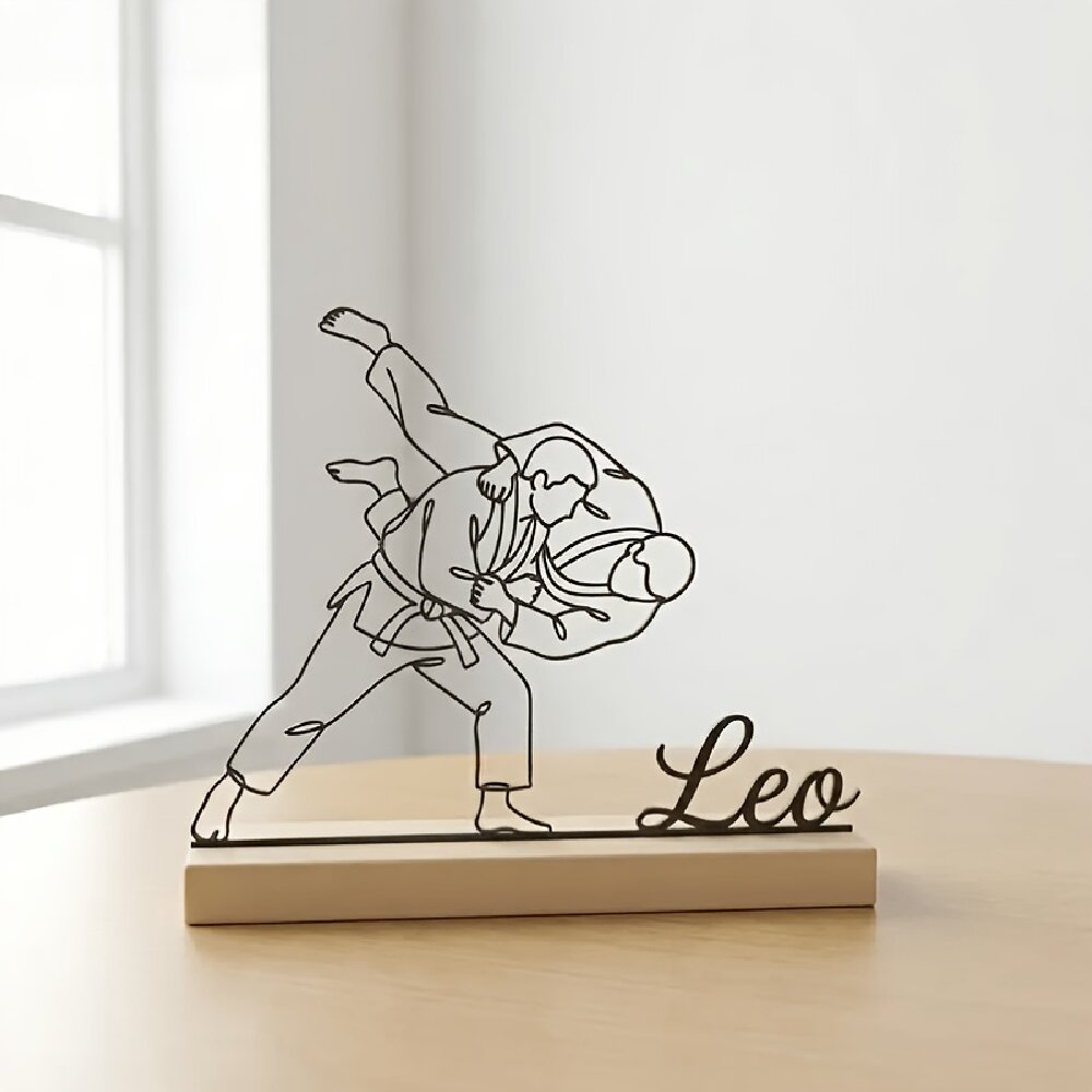 Woodworking Laser - Statue d'arts martiaux de judo gravée