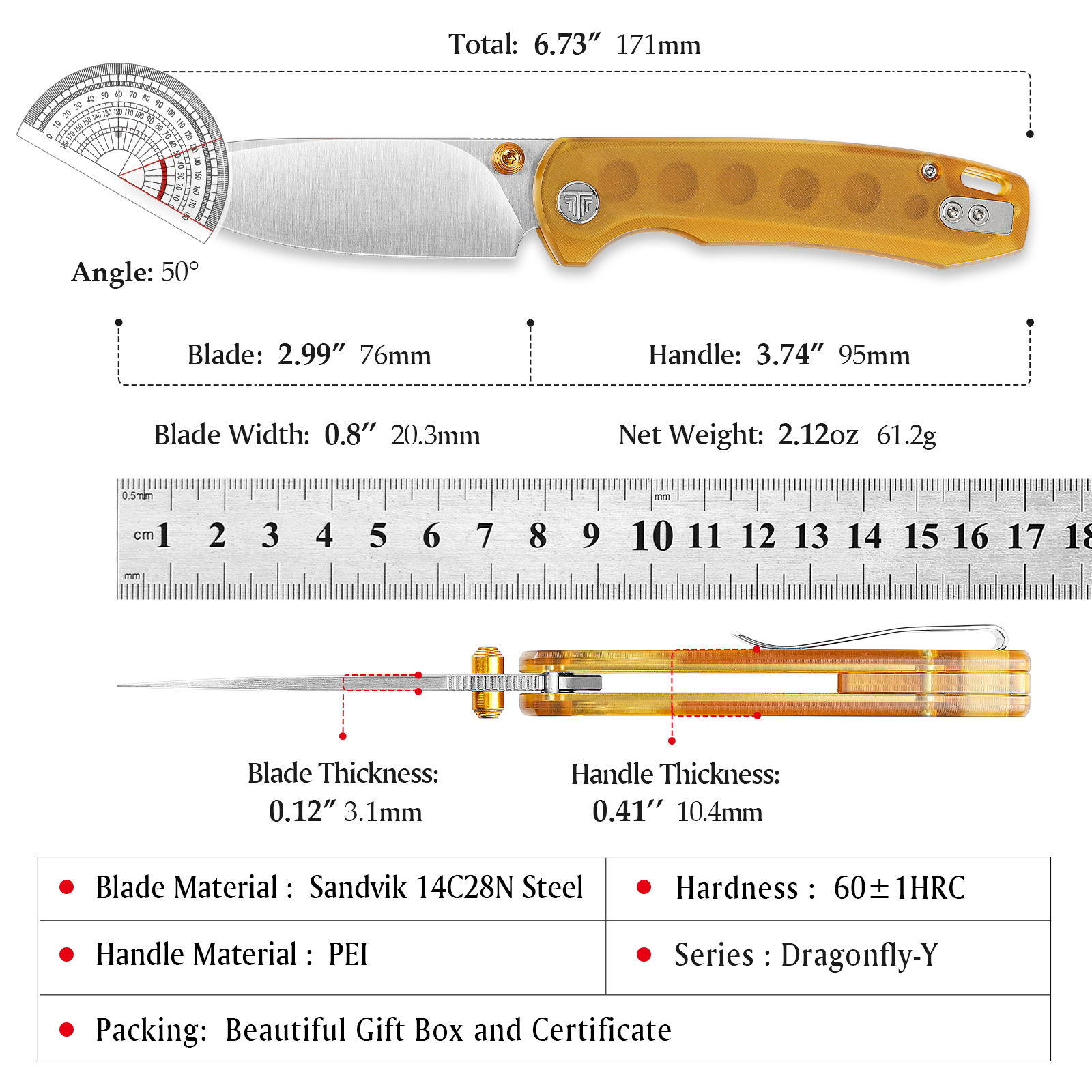 Couteau de poche TRIVISA Drago - Woodworking Gifts For Men avis et prix